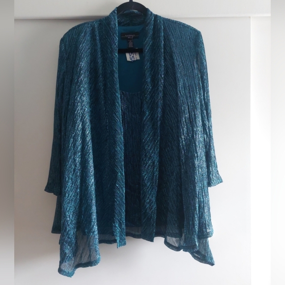 R&M Richards Metallic 2 piece drapey Cardigan & top blouse New sz 2X - Picture 3 of 9